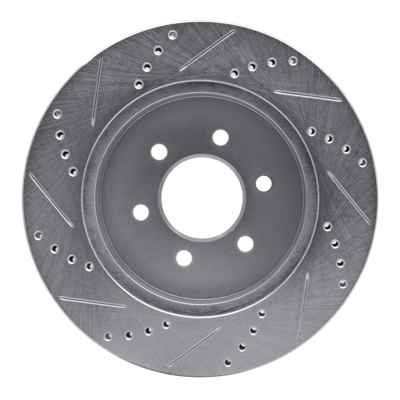 Dodge Dakota Brake Rotor (1) - Front Right - R1 Concepts - Drilled & Slotted - Silver - `03-`04